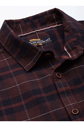 The Indian Garage Co By Styli Men Red Checked Resort Collar Shirt