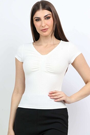 mica Solid Fitted Short-Sleeve Top