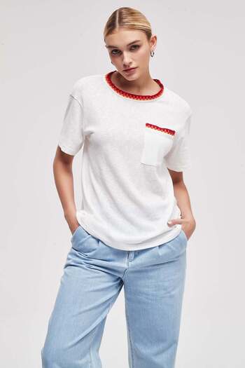 Livia Printed Crew Neck Half Sleeve Top