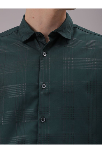 The Indian Garage Co By Styli Men Green Slim Fit Casual Shirt