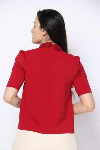 Nichii Solid Lace-Collar Top