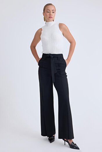 Vitrin High Waist Waist Belted Pants