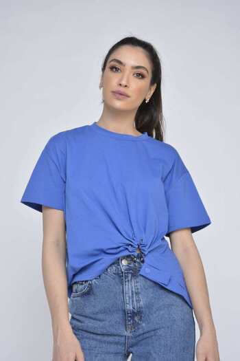 Nichii Solid Cotton Ring-Detail Top