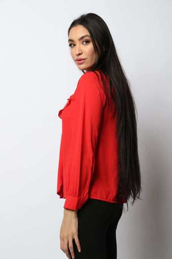 Nichii Ruffled Chest Button-Front Top