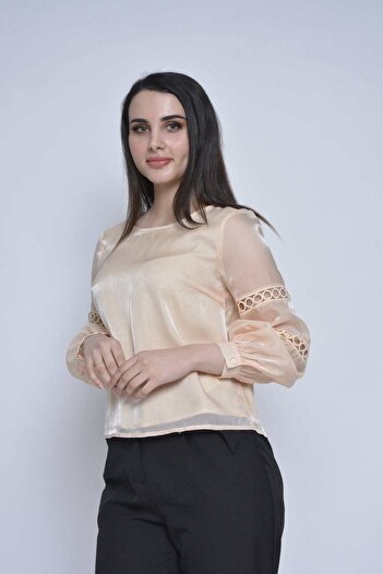 Nichii Classic Solid Top with Sheer Sleeves