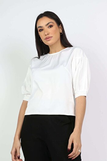 Nichii Classic Solid Open-Back Half-Sleeve Top