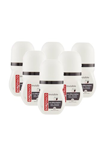 Borotalco Set 6 x Deodorant roll-on Invisible Extra Dry, 0% alcohol, 48h protection, 50 ml
