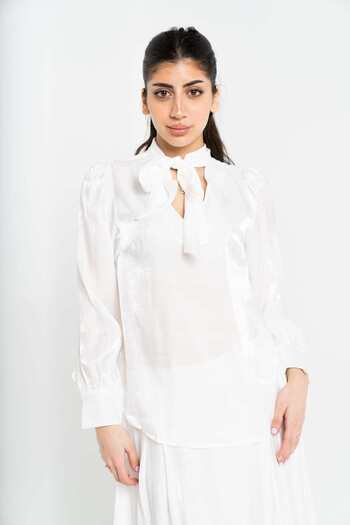 Nichii Solid Long-Sleeve Top with Tie