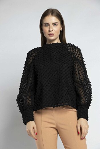 Nichii Floral Long-Sleeve Top with Puff Sleeves