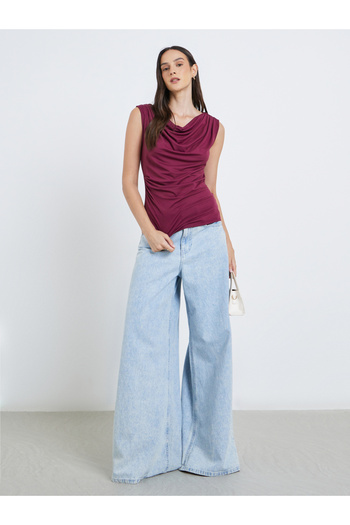 Styli Sleeveless Draped Detail Top