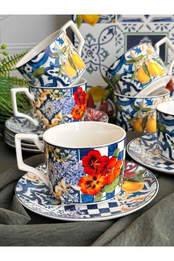 ROSSEV Tea Cup Italy Garden 6 Person 12 Piece