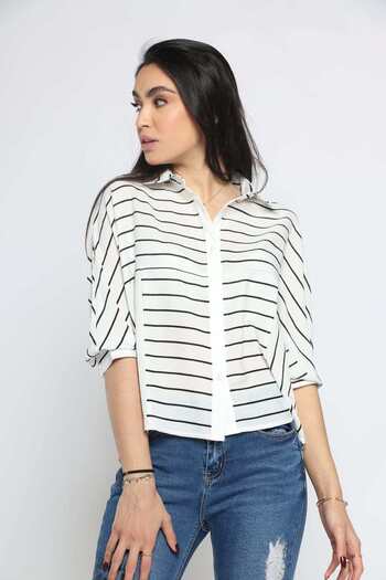 mica Striped 3/4-Sleeve Top