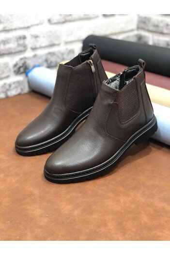 UMUT AYAKKABI Genuine Leather Orthopedic Large Size 45-46-47 Fur Lined Winter Men's Boots