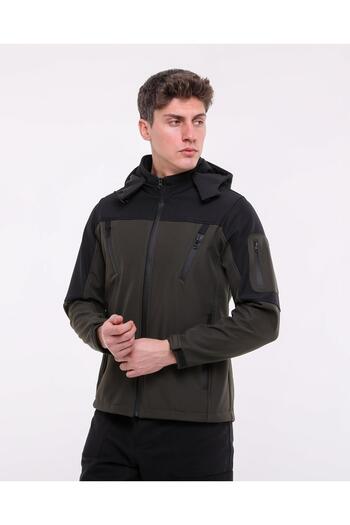 Çamdalı İş Elbiseleri Black Green Softshell Hooded Jacket