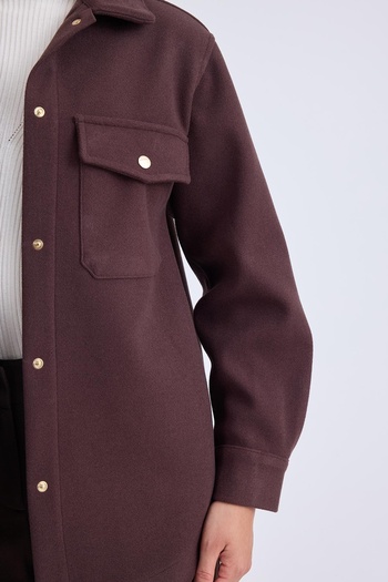 Vitrin Off-Shoulder Pocketed Cashmere Jacket