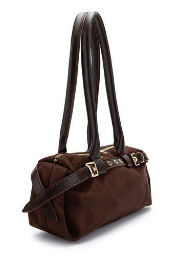 minebag Suede Belt Detailed Women's Shoulder Bag Anfora Brown