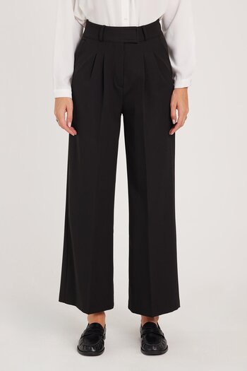 Tudors Women's Regular Fit Classic Cut Velcro Closure Palazzo Black Trousers