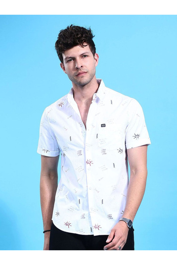 The Indian Garage Co By Styli Men White Slim Fit Casual Shirt