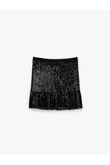 Koton Sequined Asymmetrical Mini Evening Dress Skirt