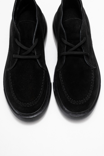 LuviShoes Lilya Black Suede Genuine Leather Women's Chukka Boots