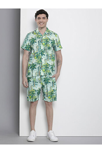 The Indian Garage Co By Styli Men Tropical Palm Print Shirt and Shorts Co-Ords