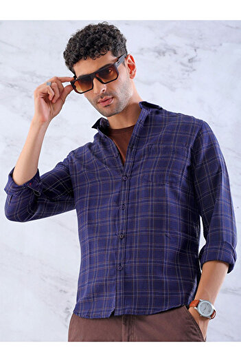 HardSoda By Styli Men Blue Slim Fit Checkered Casual Shirt