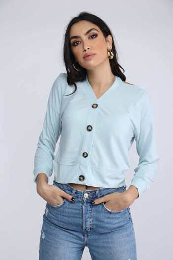 Nichii Short Button-Front Top
