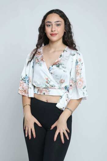 mica Floral Short Top with Side Tie