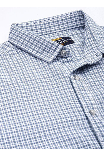 The Indian Garage Co By Styli Men Blue Regular Fit Checked Casual Shirt