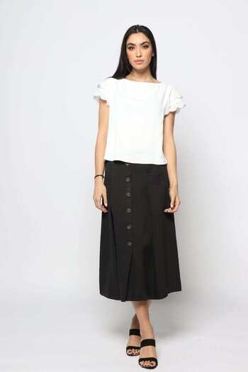 Nichii Classic Lace-Trim Short-Sleeve Top