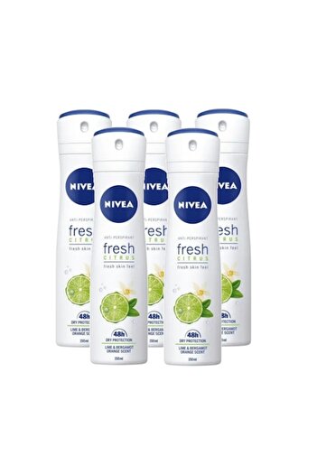 NIVEA Antiperspirant Spray Women Citrus Fresh, 72h Protection, 5 x 150 ml
