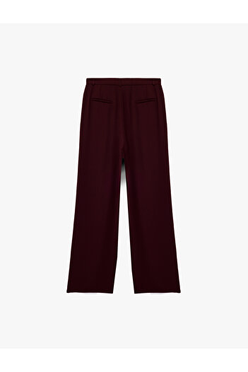 Koton High Waist Ribbed Crepe Palazzo Pants with Pockets
