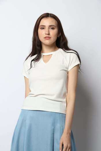 Nichii Cotton V-Neck Short Sleeve Top