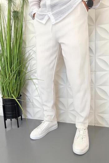 WENMİNG Ottoman Fabric Boyfri̇end Lycra Men's Trousers