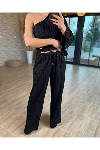 unique rain Pants with Lace Detail and Elastic Waist