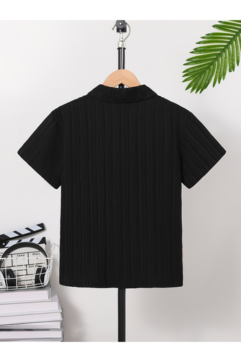 Take Two By Styli Teen Black Textured Button Front Shirt