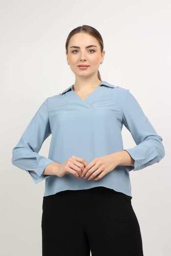 Nichii Solid V-Neck Long-Sleeve Top