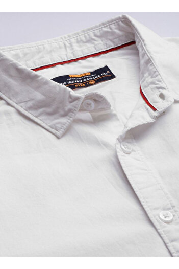 The Indian Garage Co By Styli Men White Slim Fit Solid Casual Shirt