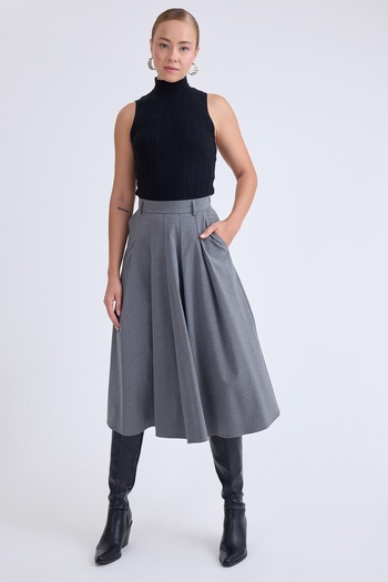 Vitrin Pleated Midi Skirt with Pockets