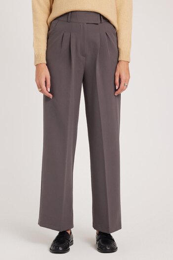 Tudors Women's Regular Fit Classic Cut Velcro Closure Palazzo Anthracite Trousers