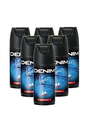 Denim Deodorant spray unisex Denim, 24h protection, 6 x 150 ml