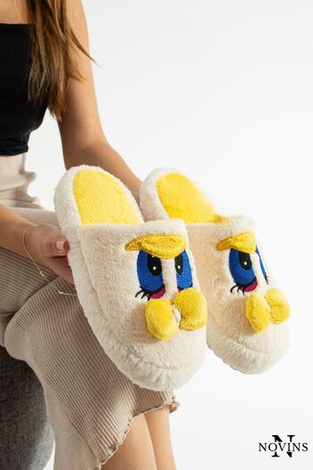 NOVİNS Cute Bowknot Duffy Duck Figure Embroidered Non-Slip Lightweight Sole House Slippers