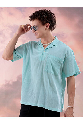 The Indian Garage Co By Styli Men Green Relaxed Fit Resortwear Shirt