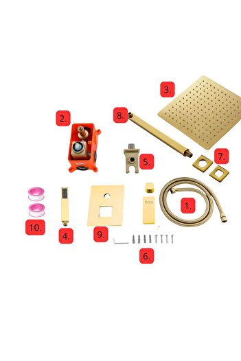 2H Shower faucet, rain shower head, gold gloss, built-in mixer