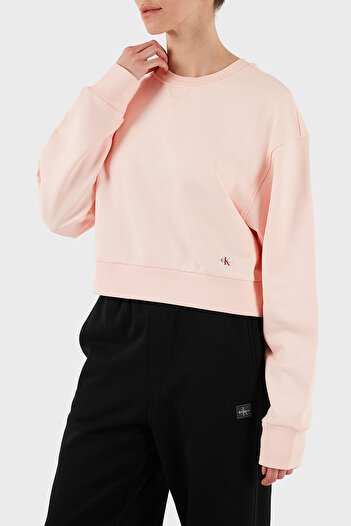 Calvin Klein Pamuklu Relaxed Fit Bisiklet Yaka Crop Sweat LV047C911GVI7 SWEAT LV047C911G VI7