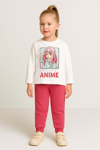 ww waka waka kids store Anime Printed Girl's Pajama Set