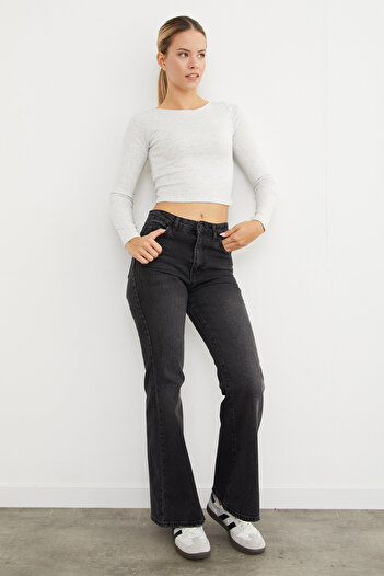 Fulla Moda Basic Kayık Yaka Modal Bluz