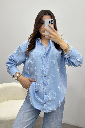Bipantolon Women's Buttoned Blue Tassel Detailed Shirt