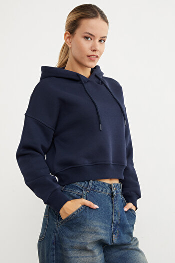 Fulla Moda 3 Thread Basic Hooded Sweatshirt
