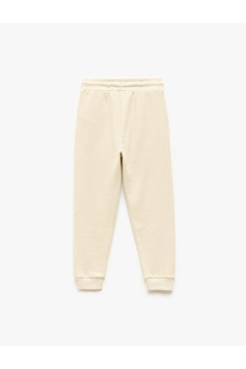Koton Cotton Waist-Tie Textured Basic Jogger Sweatpants